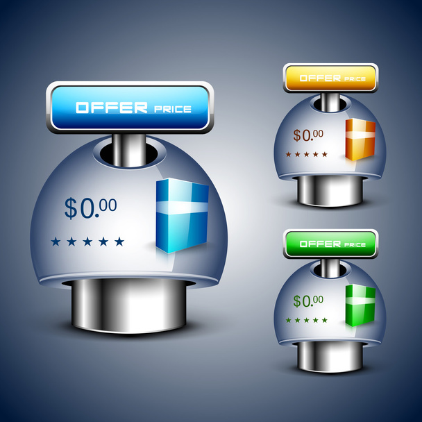 Discount icon set with product display and ribbon, can be use as - Vektör, Görsel