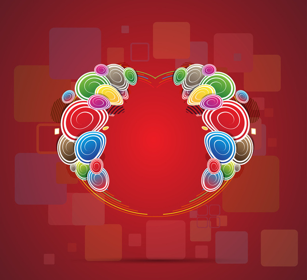 Abstract heart from color circles vector background - Vector, Image