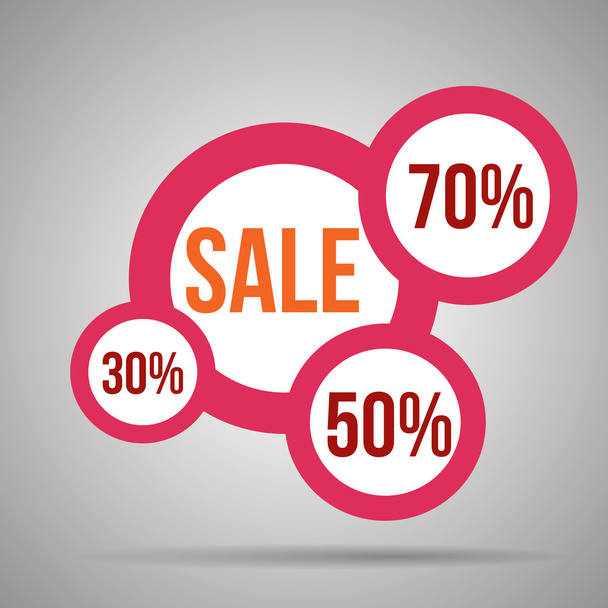 Продажа 30, 50, 70 процентов скидки пузыри, красный и белый
 - Вектор,изображение