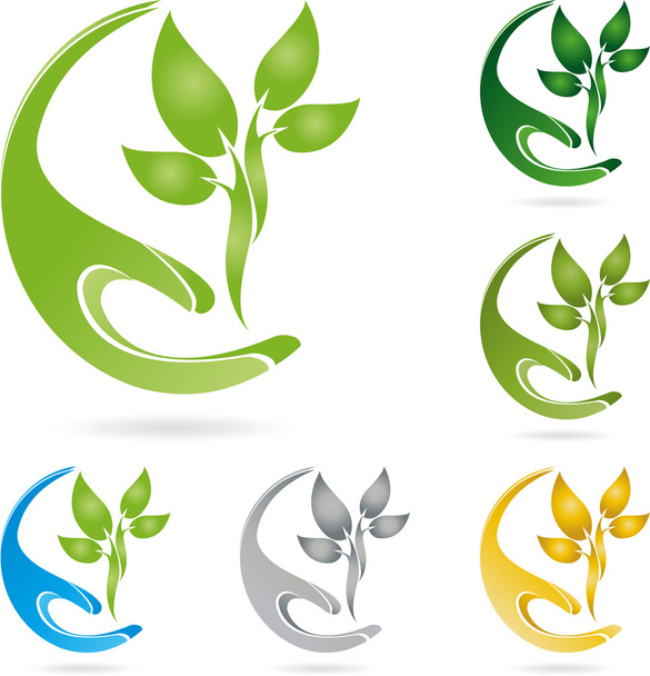 Logo, Pflanze, Blatt, Hand, Heilpraktiker - Vector, Image