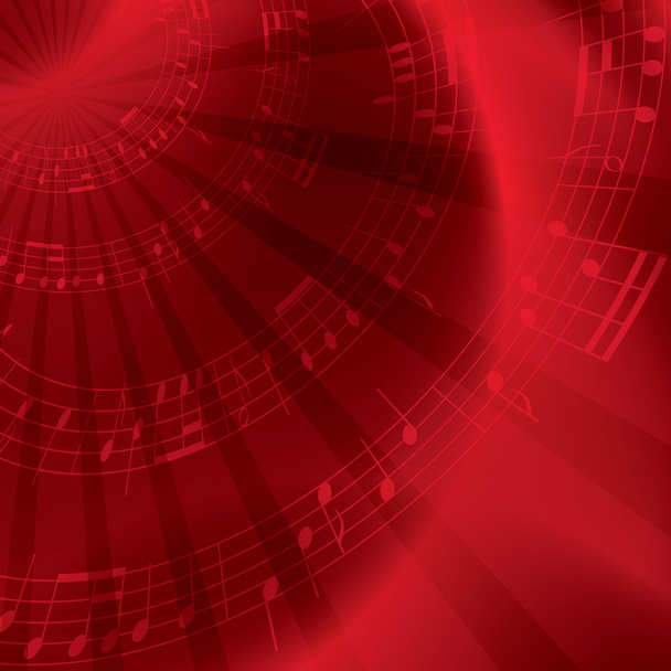 Красный фон с нотами - вектор
 - Вектор,изображение