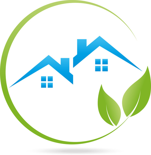 Logo, Immobilien, Haus, Dach, Blatt - Vector, Image
