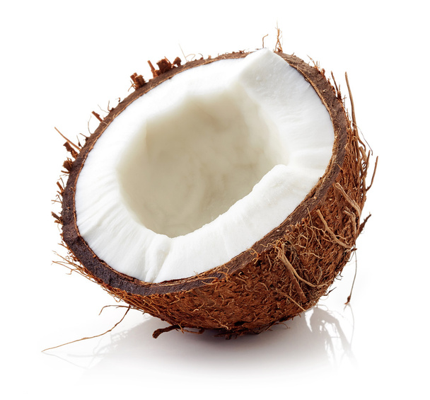 Kokosnoot close-up geïsoleerd op wit - Foto, afbeelding