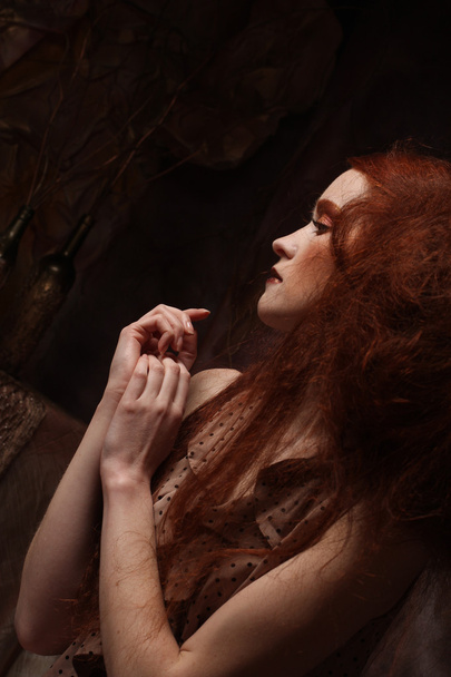 redhair woman with bright creative make up - Zdjęcie, obraz