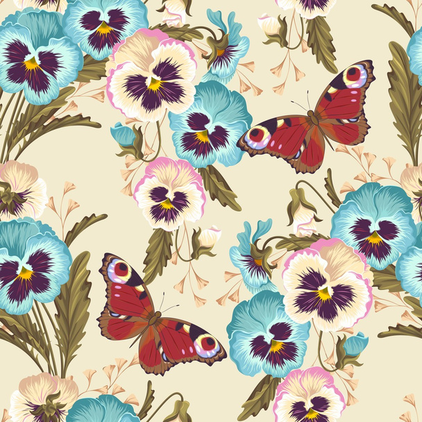 Vintage pansy seamless - Vector, Image