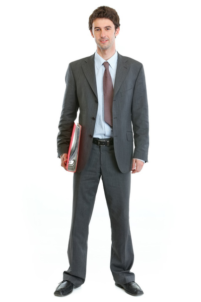Full length portrait of businessman holding folder - Fotografie, Obrázek