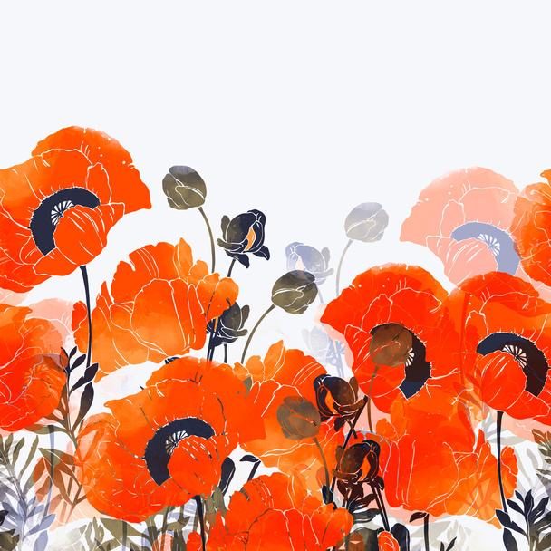 imprints bright meadow poppies - Photo, Image