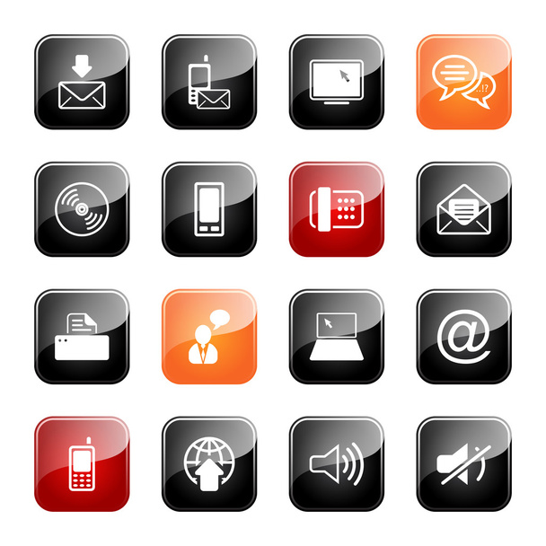 Communication icon set- glossy series - Vector, Image