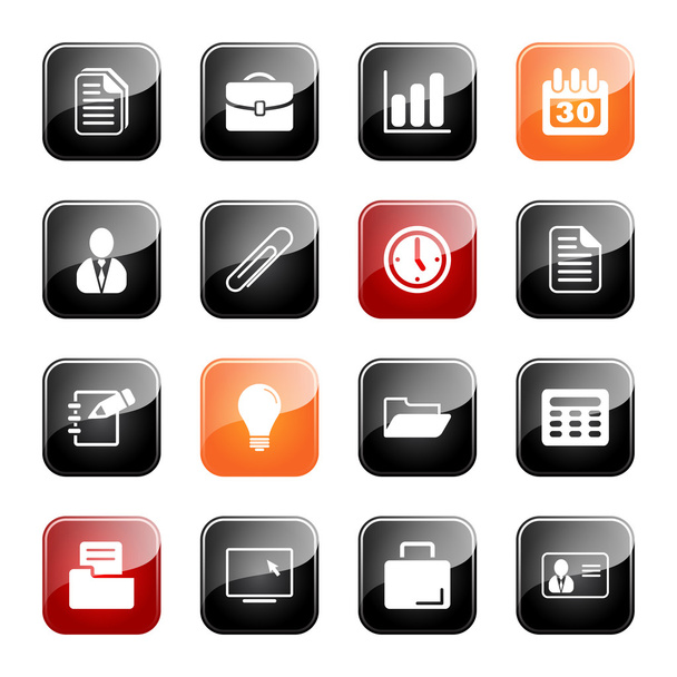 Office and business icons - glossy series - Vector, afbeelding