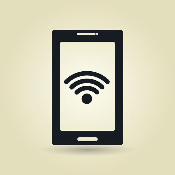 smartphone connected to the internet by WiFi isolated icon desig - Vektör, Görsel