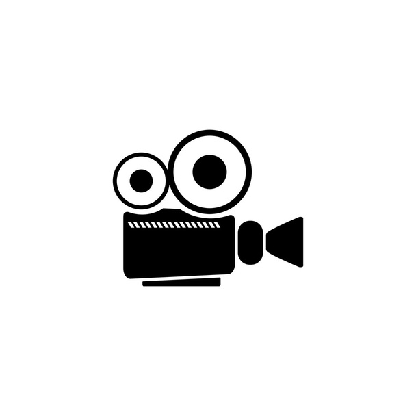 Kinokamera-Ikone. schwarzes Symbol auf weißem Hintergrund. - Vektor, Bild