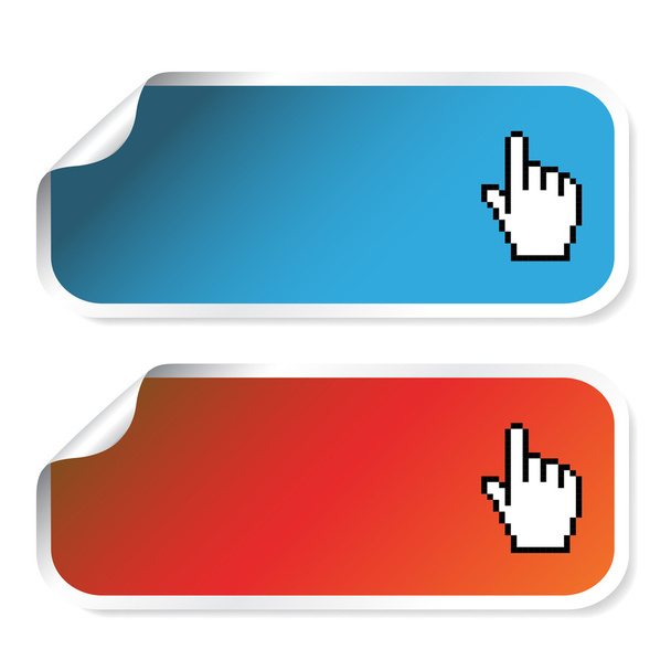 Vector stickers with cursor of hand - Вектор, зображення