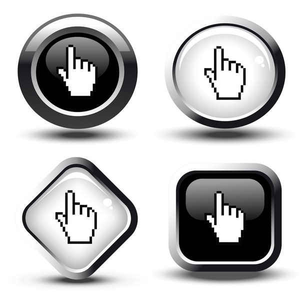 Vector buttons with cursor of hand - Вектор,изображение