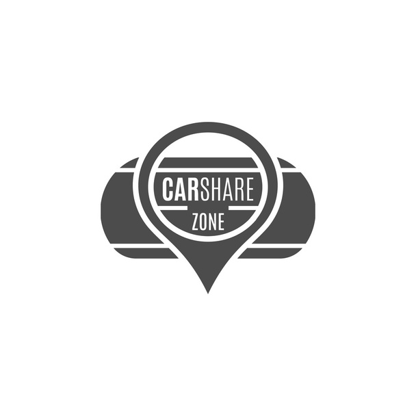 Car share logo design. Car Sharing vector concept. Collective usage of cars via web application. Carsharing icon, car rental element and road symbol. Use for webdesign or print. Monochrome design - Wektor, obraz