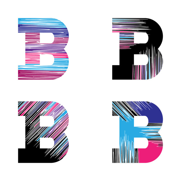 Letter B set. Vector graphic alphabet symbol in grunge style.  - Διάνυσμα, εικόνα