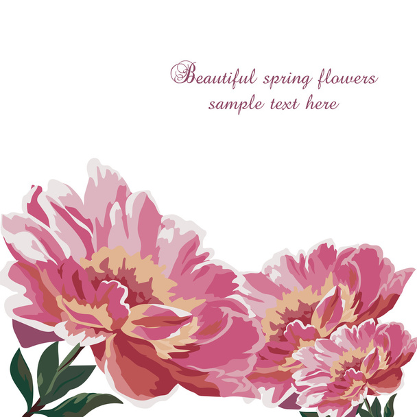 Watercolor Spring flowers peonies pattern - Vector, Image