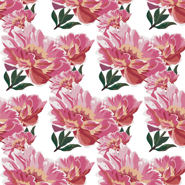 Watercolor Spring flowers peonies pattern - Vektor, obrázek