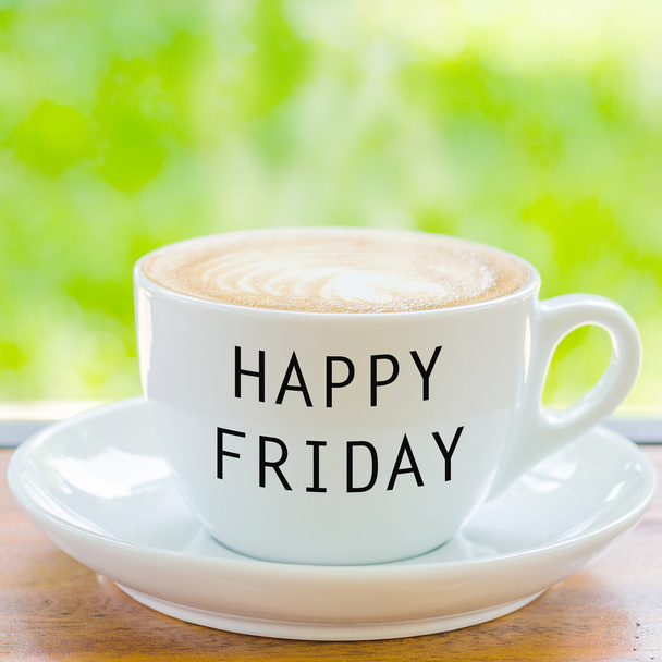 Happy Friday on coffee cup  - Photo, Image
