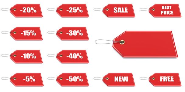 Red price and discount tags - Foto, afbeelding