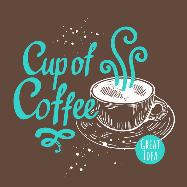Good morning with coffee. Brush calligraphy elements. - Vector, Image