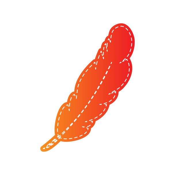 Feather sign illustration. Orange applique isolated. - Vector, Image