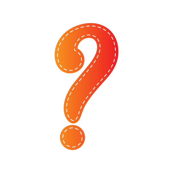Question mark sign. Orange applique isolated. - Vector, Image
