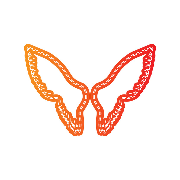 Wings sign illustration. Orange applique isolated. - Vector, Image