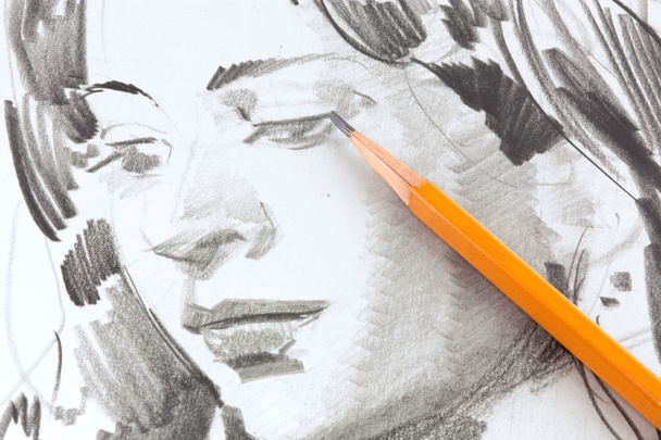 grafit ceruza rajz lány - Fotó, kép