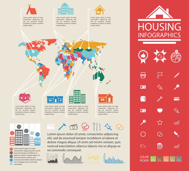 Housing Infographics. Vector illustrator. - Vector, Image