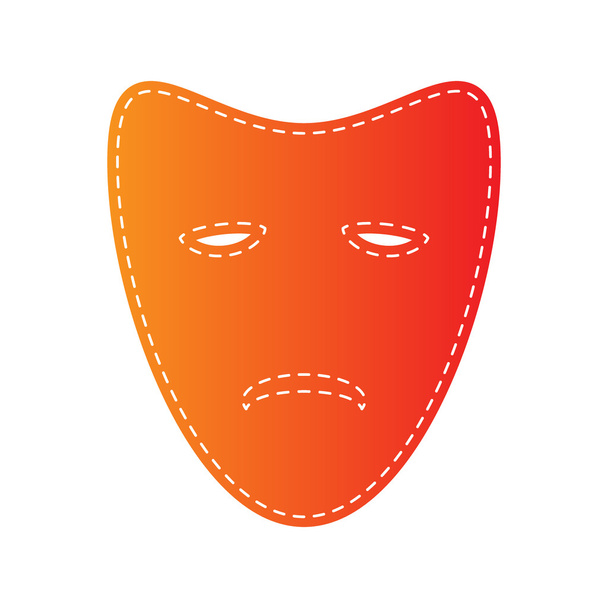 Tragedy theatrical masks. Orange applique isolated. - Vector, Image