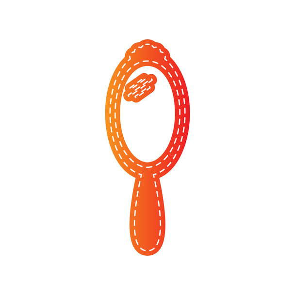 Hand Mirror sign. Orange applique isolated. - Vector, Image