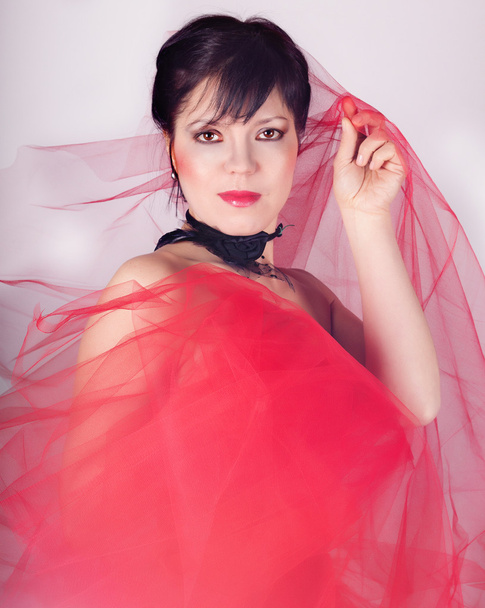 Beautiful girl in a gorgeous red dress - Valokuva, kuva