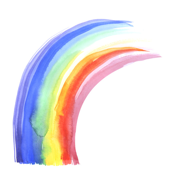 Aquarell-Farbe Regenbogen. Hand gezeichnetes farbenfrohes Gestaltungselement.  - Foto, Bild