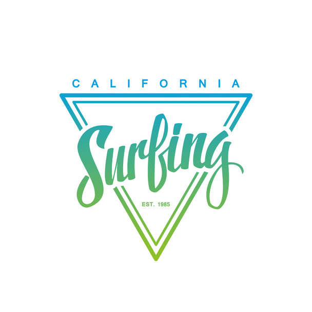 Surfing logo. Surfing calligraphy. Handwritten word. Surf typography, t-shirt graphics.  - Vector, afbeelding