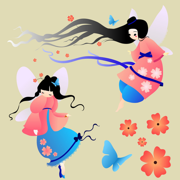 Collections of vector silhouettes  a fairy. - Vector, afbeelding