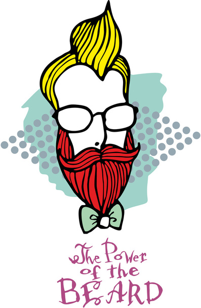 portret szefa modny hipster z wielką brodą z okulary i muszka - Wektor, obraz