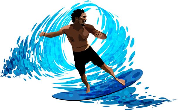 Surfer op golven - Vector, afbeelding