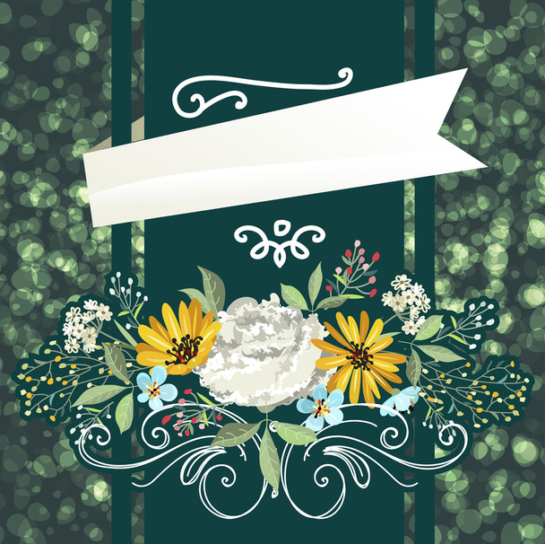 Vintage frames with beautiful flowers. - Vector, Imagen