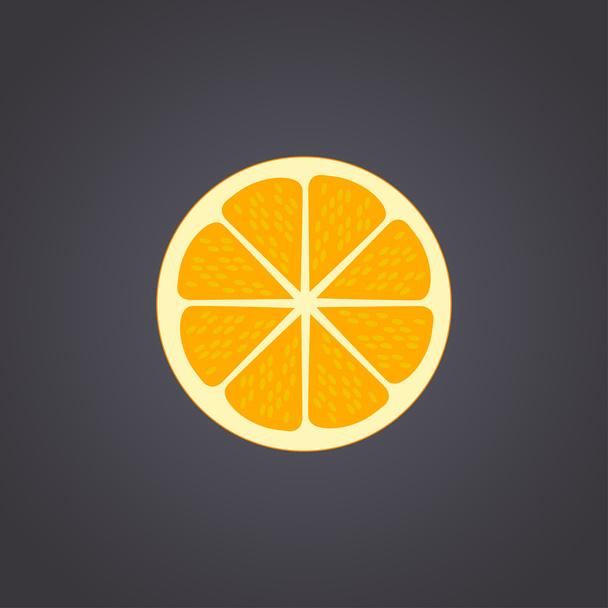Corte naranja por la mitad. Cítricos aislados sobre fondo negro
 - Vector, Imagen