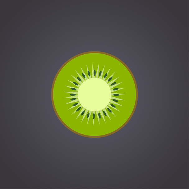 Kiwi rebanada de fruta primer plano sobre fondo negro
 - Vector, Imagen