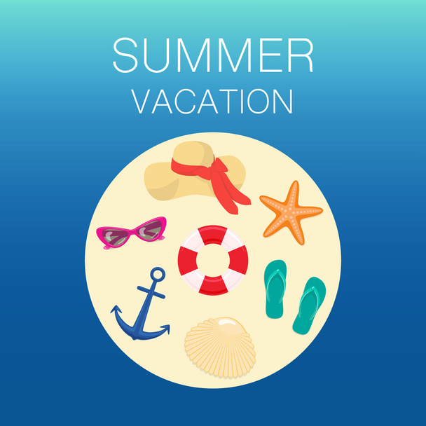 Summer background with Beach Accessories - Vector, Image