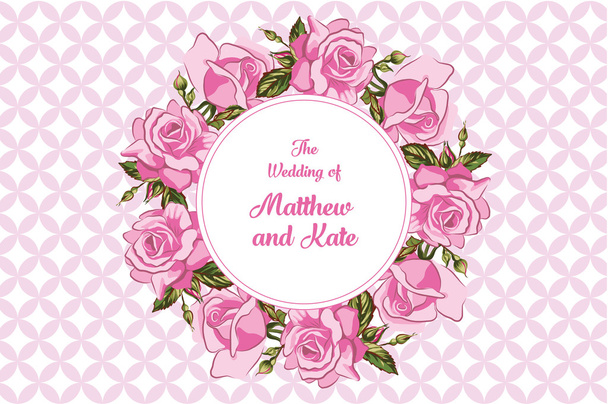 Pink roses wreath illustration is ideal for wedding invitation - Vettoriali, immagini