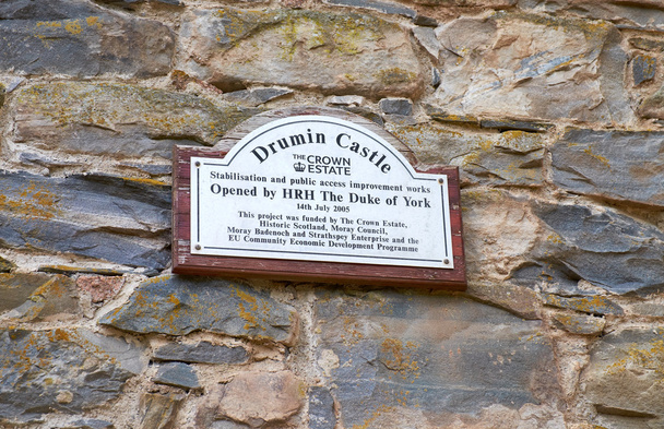 Placa de identificación del castillo de Drumin - Foto, Imagen