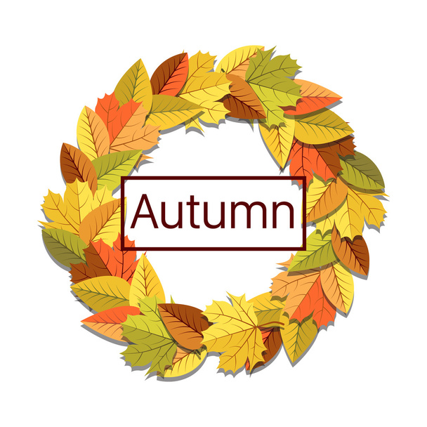 Autumnal Leaves Wreath - Vector, Imagen