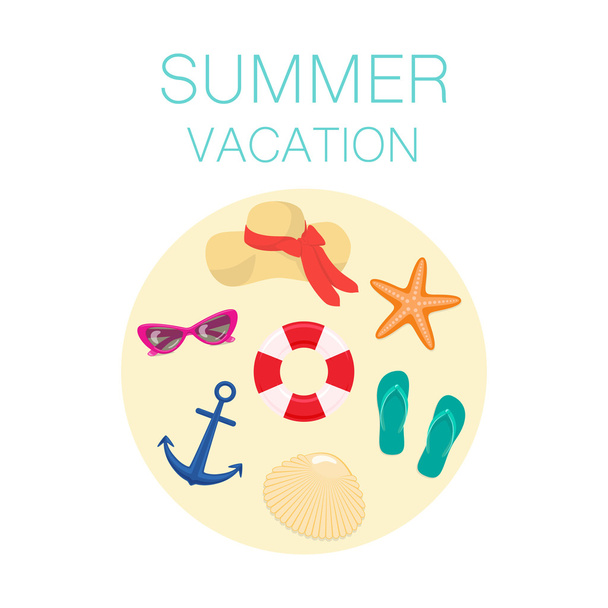 Background with Beach Accessories - Vector, Image