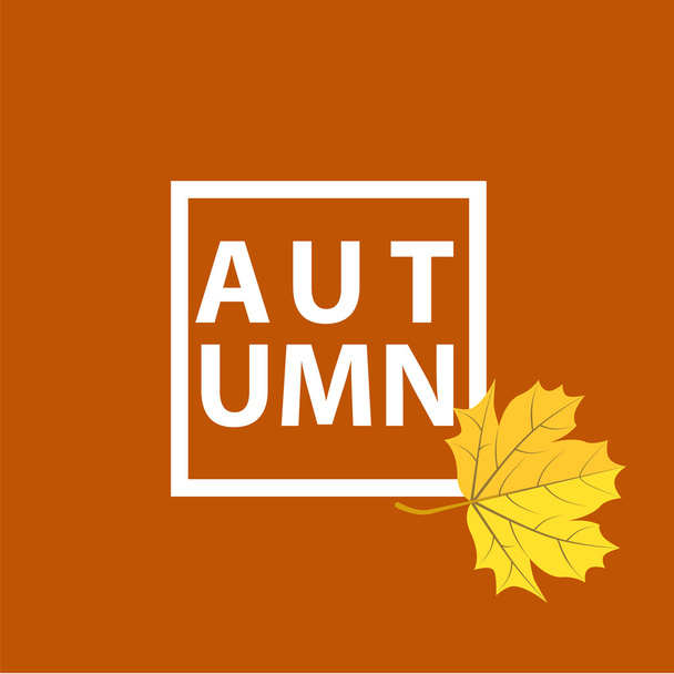 Orange autumnal background and maple leave - Vector, Image