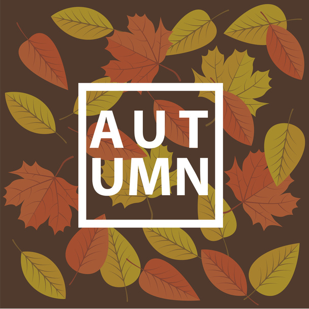 Autumn brown background with leaves - Διάνυσμα, εικόνα
