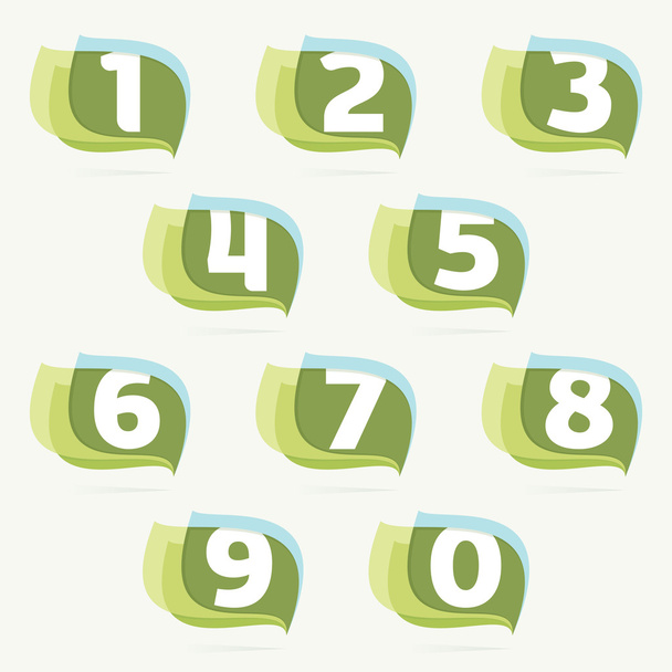 Logotipos de conjuntos de números en hojas o banderas icono
. - Vector, Imagen