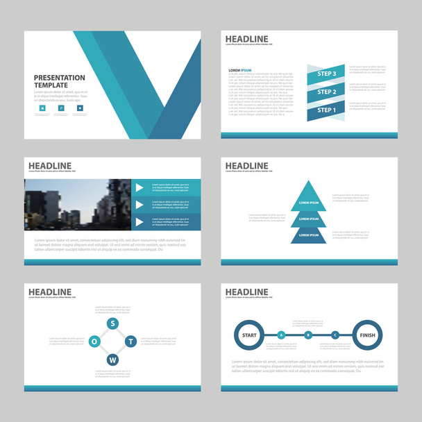Blue Modelli di presentazione astratti, Modelli di elementi infografici Set di design piatto per brochure di report annuale Foglio di depliant Modello di banner pubblicitari di marketing
 - Vettoriali, immagini