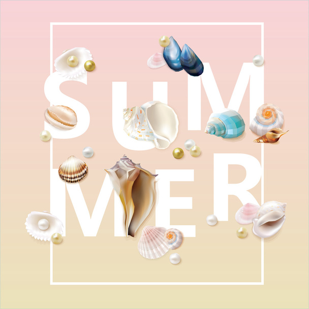 Hermosa tarjeta de vacaciones de verano
  - Vector, Imagen